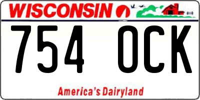WI license plate 754OCK