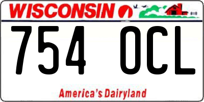 WI license plate 754OCL