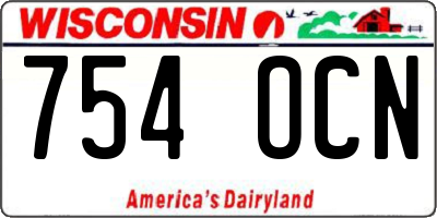 WI license plate 754OCN