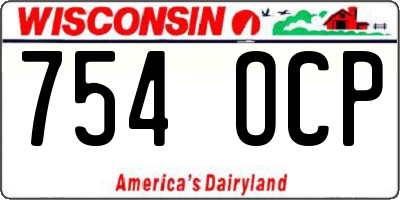 WI license plate 754OCP