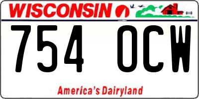WI license plate 754OCW
