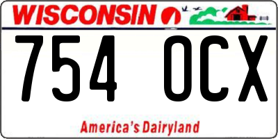 WI license plate 754OCX