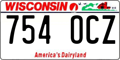 WI license plate 754OCZ