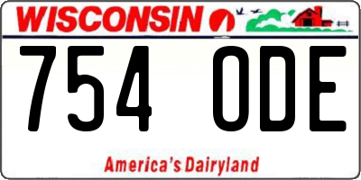 WI license plate 754ODE