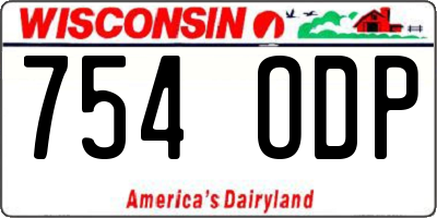 WI license plate 754ODP