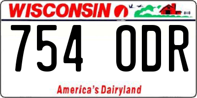 WI license plate 754ODR