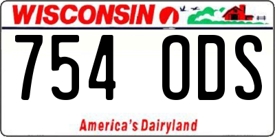 WI license plate 754ODS