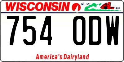 WI license plate 754ODW