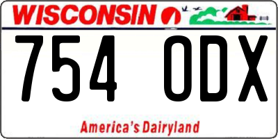 WI license plate 754ODX