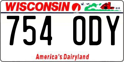 WI license plate 754ODY
