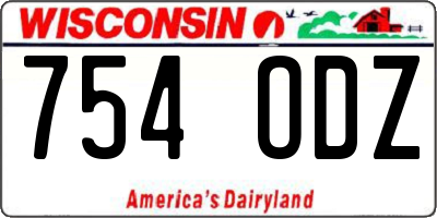 WI license plate 754ODZ