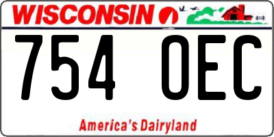WI license plate 754OEC