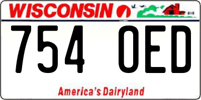 WI license plate 754OED