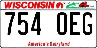 WI license plate 754OEG