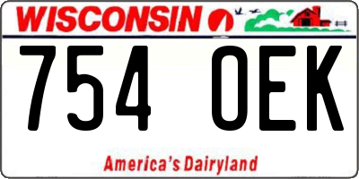 WI license plate 754OEK