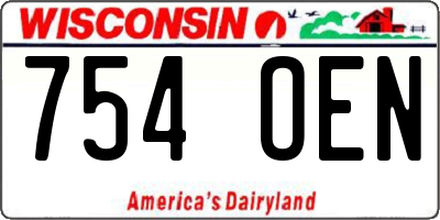 WI license plate 754OEN