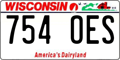WI license plate 754OES