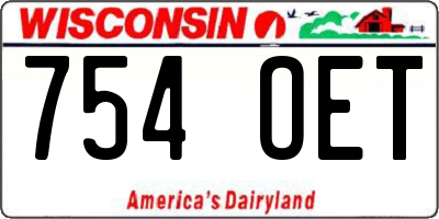 WI license plate 754OET