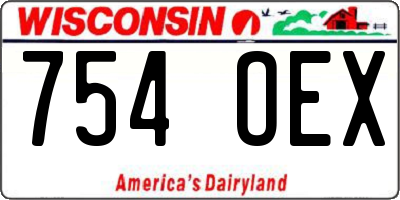 WI license plate 754OEX