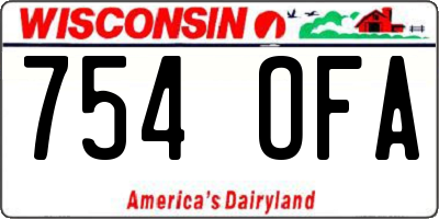 WI license plate 754OFA