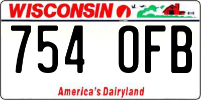 WI license plate 754OFB