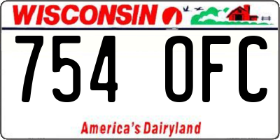 WI license plate 754OFC