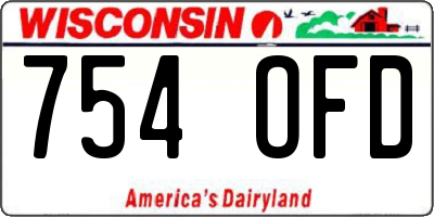 WI license plate 754OFD