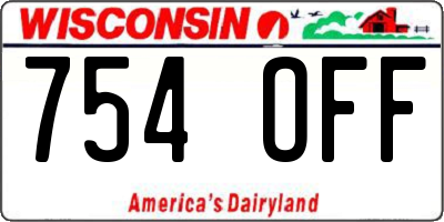 WI license plate 754OFF