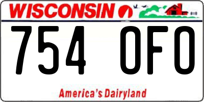 WI license plate 754OFO