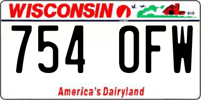 WI license plate 754OFW