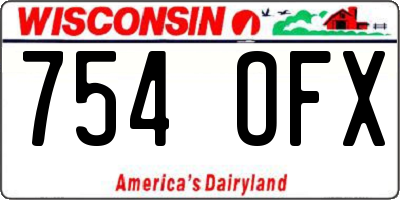 WI license plate 754OFX