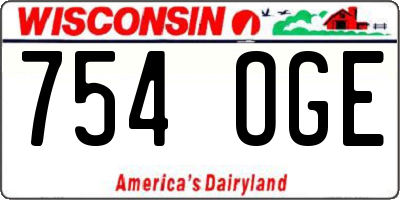 WI license plate 754OGE