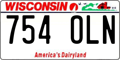 WI license plate 754OLN