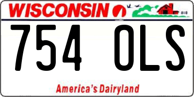 WI license plate 754OLS