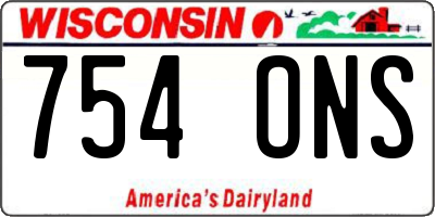 WI license plate 754ONS