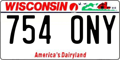 WI license plate 754ONY