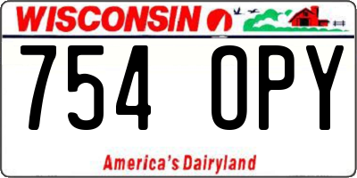 WI license plate 754OPY