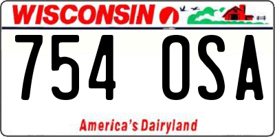 WI license plate 754OSA