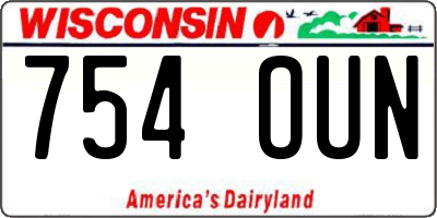 WI license plate 754OUN