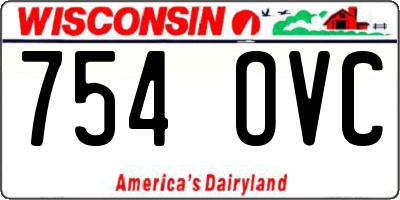 WI license plate 754OVC