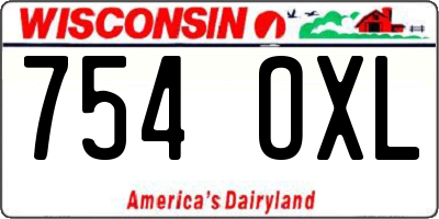 WI license plate 754OXL