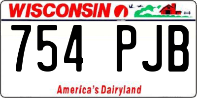 WI license plate 754PJB