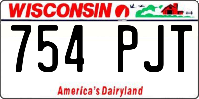 WI license plate 754PJT