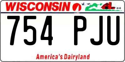 WI license plate 754PJU