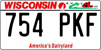 WI license plate 754PKF