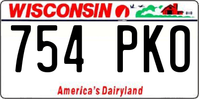 WI license plate 754PKO