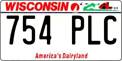WI license plate 754PLC