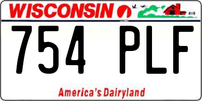 WI license plate 754PLF