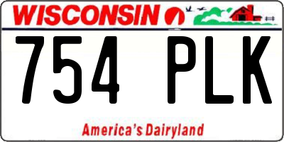 WI license plate 754PLK