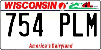 WI license plate 754PLM